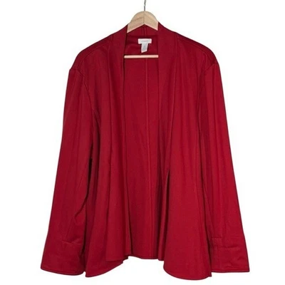 Cárdigan Blazer Chico's Tejido Elástico Rojo Línea A Talla XXL Plisado Vacaciones Oficina Foto 1 de 4