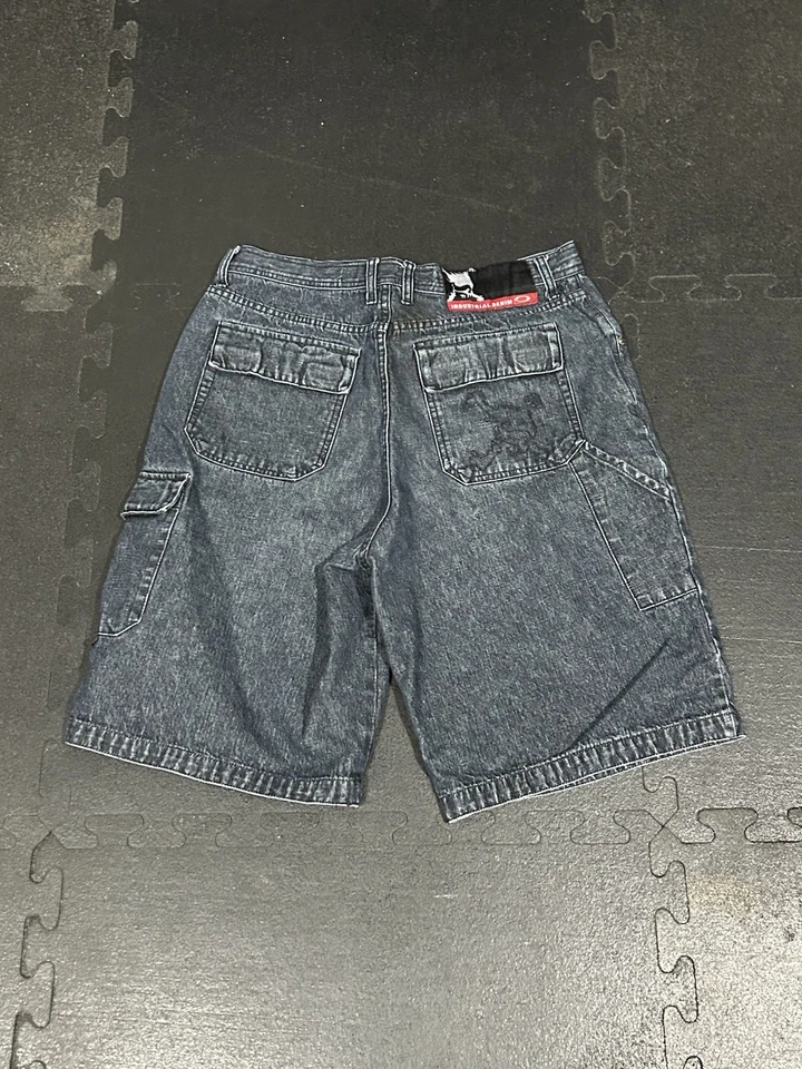 Pantalones Cortos Vaqueros Oakley Software Lavado Oscuro Calavera Oakley 34 RARO De Colección Foto 1 de 4