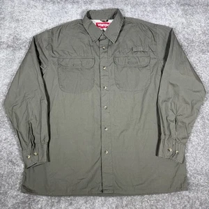 Wrangler Shirt Men’s Large Green Ling Sleeve Button Up Outdoor Fishing Hiking - Picture 1 of 6