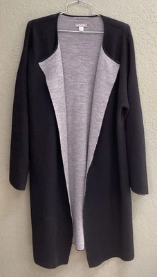 Suéter Abrigo Largo Abierto Nordstrom Mezcla Lana Reversible NEGRO GRIS PARA Mujer XL Foto 1 de 4