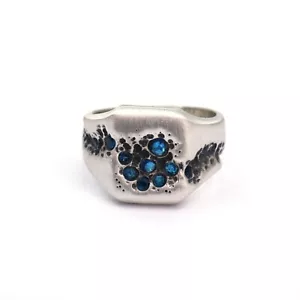 Anello vintage zaffiro blu argento sterling 925 fatto a mano gemma gioielli - Foto 1 di 8