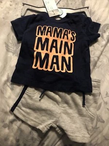 Baby Boy short Tshirt set BNWT 0-3 months Primark navy grey - Picture 1 of 4