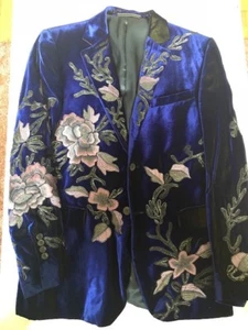 Gucci Mens A/W 1999-2000 by TOM FORD Velvet Embroidery Jacket Size 48 - Picture 1 of 10