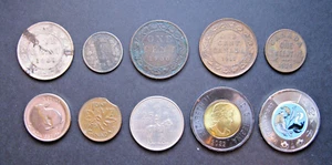 Lot of 10 Canadian Coins, 1859 to 2024, ( Circulated and Uncirculated ) - Picture 1 of 6