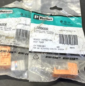 2- Conector Panduit CJ588KBOR, 8 posiciones, 8 cables, naranja, Cat5, mini conector - Imagen 1 de 6