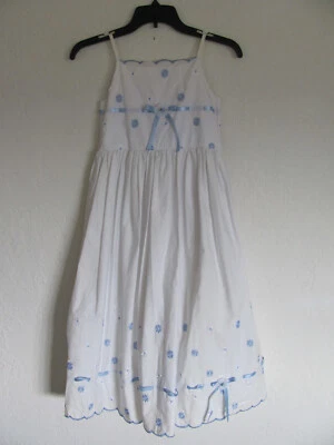 Biscotti вышивка и лента платье без рукавов - белый и синий - девочка размер 8 - Изображение 1 из 4
