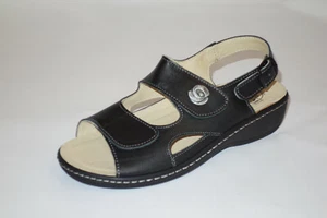 Turm Sandalen Gr. 37,38,39,40,41 Schwarz Glattleder mit Fersenriemen - Bild 1 von 16