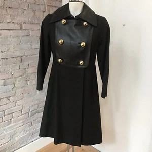 Vintage 60s Mod Coat Clarendon Henry Friedricks Black Faux Leather Twill 6 - Picture 1 of 9