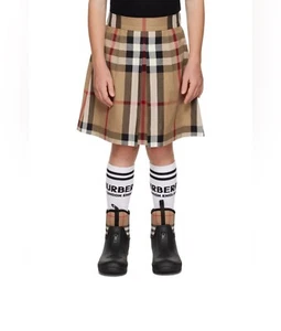 NWT Burberry Girls’ Beige Check Print Skirt Archive Beige Size 6 - Picture 1 of 11