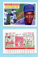 1956 Style Baseball Collector Card # 15 Ernie Banks - Chicago Cubs