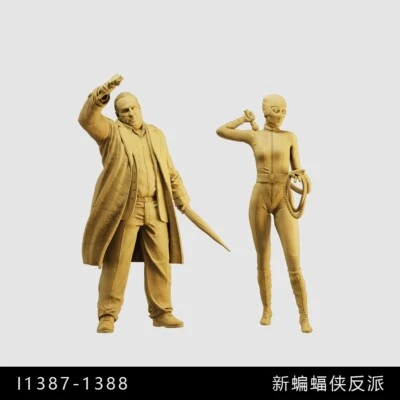 1/64 1/43 1/35 Unpainted Man With A Gun And Cat Person Girl For Car Vehicles - Image 1 of 3
