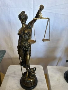 Bronze "Blind Lady Justice" Sculpture - Picture 1 of 5