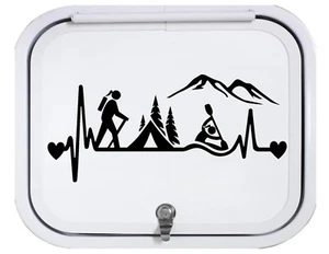 Hiker Girl Camping Tent Kayak Heartbeat Decal Sticker for Car 8 Inch BG 485 - Picture 1 of 6