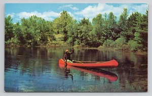 Postcard Boat Fisherman Pocono Mountains Pennsylvania - Picture 1 of 2
