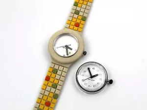 Hip Hop Beige Silicone Watch 32Mm + Free Brill Case Unisex Promo Watch - Picture 1 of 5