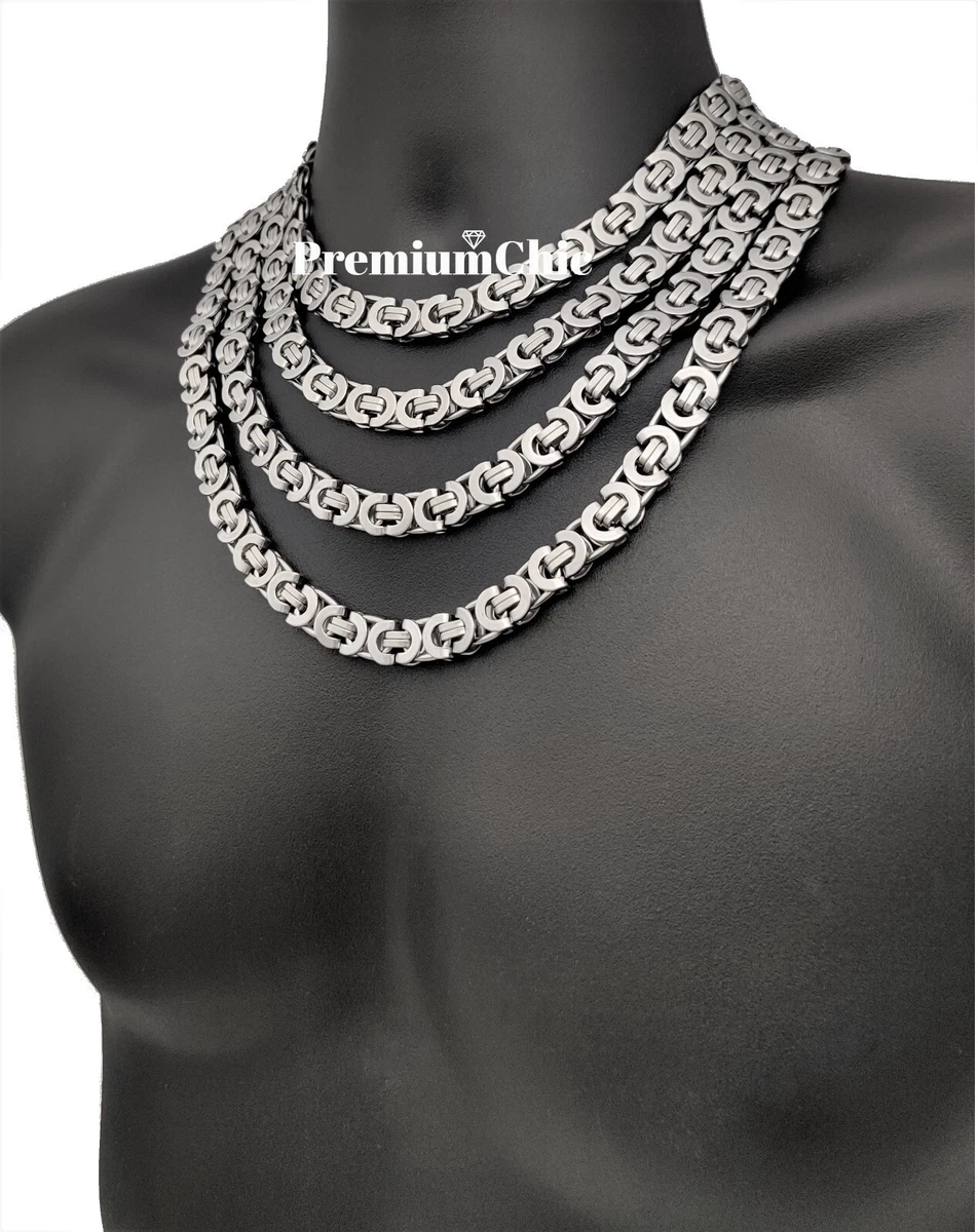 Collar De Cadena Bizantina De Plata De Ley 925 Maciza De 0.248 In Para Hombre Caja De Regalo, Plata Esterlina, No Es Una Piedra Preciosa