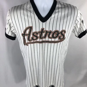VTG Houston Astros 90s Pinstripe USA Made Ringer Jersey Shirt XL FITS SMALLER - Picture 1 of 14