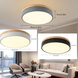 Modern LED Ceiling Light Minimalist Wood Style Flush Mount Ceiling Light Living  - Picture 1 of 45