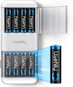 Rechargeable Lithium Batteries AA 8-Pack with Charger, Li-Ion Rechargeable Batte - Picture 1 of 12