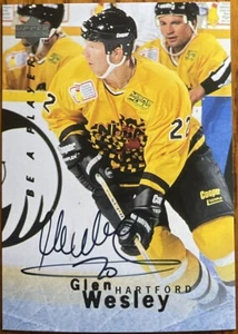 1995-96 Be A Player Autographs Glen Wesley #S116 Hartford Whalers - Picture 1 of 2