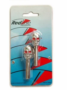 Redline Universal Pair Chrome Skull Door Lock Knobs Red Eye 2 Piece - Imagen 1 de 1
