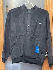 COLUMBIA Mens Sz L Fleece JACKET Black Winter Trainer Snap Pullover New NWT $90 - Picture 1 of 5