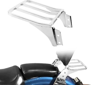 Chrome Rear Sissy Bar Backrest Luggage Rack For Harley Sportster Softail Dyna - Picture 1 of 8