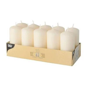 Round Pillar Candles Ivory Wedding Décor Event Church Long Burn Time Wax 10Pcs - Picture 1 of 6