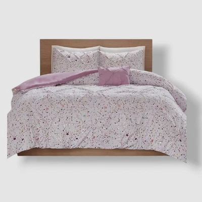Intelligent Design Pink Abby Pintucked Metallic 3-Pc Duvet Cover Set, Twin/TXL - Image 1 of 4