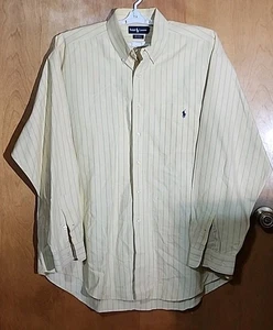 Ralph Lauren LS a righe gialle con bottoni blu GRANDE CAMICIA tg. XL 100% cotone - Foto 1 di 12