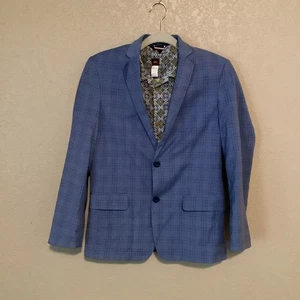 Tommy Hilfiger TH Flex Blazer Boys 14 Blue Plaid Jacket w Shirt - Picture 1 of 20