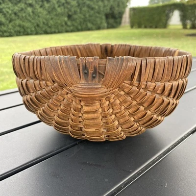 Antique Primitive Basket Split Oak Basket 8” Wide - Image 1 of 4