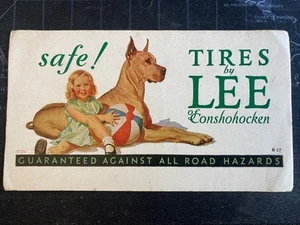 Tires by Lee of Conshohocken Ink Blotter 6.25” X 3.5” - Great Dane w/ Girl - Picture 1 of 2