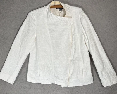 Chaqueta de moto Vince para mujer talla XL cremallera completa crema blanco roto minimalista texturizada Foto 1 de 4