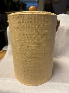 Vintage MCM TIKI BAR ICE BUCKET Grass Cloth Bamboo BOHO Retro Luau Pool Barware - Picture 1 of 10
