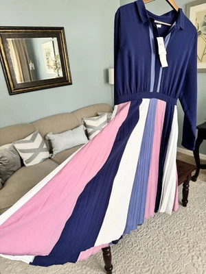 Nordstrom 1901 Long Sleeve Dress Size XL ‘Blue Multi’ Retail $139 - Изображение 1 из 4