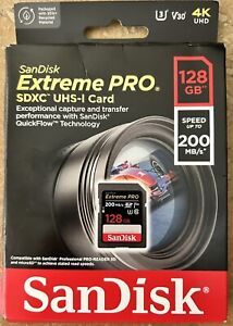 128 GB Extreme PRO Scheda SDXC  Fino a 200 Mb/S, UHS-I, Classe 10, U3, V30