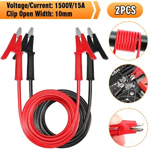 2PCS 3.3ft Alligator Clips Electrical Multimeter Test Leads Set 15A Jumper Wires - Picture 1 of 7