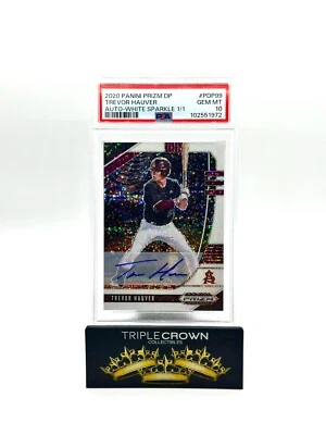 2020 Panini Prizm Draft Picks - Trevor Hauver White Sparkle Auto 1/1 PSA 10 - Image 1 of 2