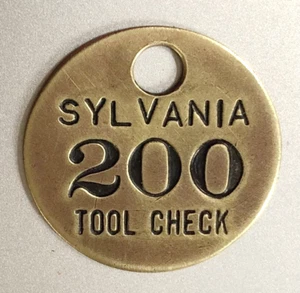 Vintage Tool Check Brass Tag: Sylvania Electric Products - Picture 1 of 1