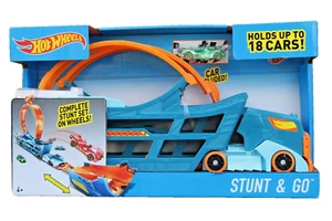 Hot Wheels Stunt & Go Complete Stunt Set On Wheels Holds 18 Cars 1 Car Included - Picture 1 of 10