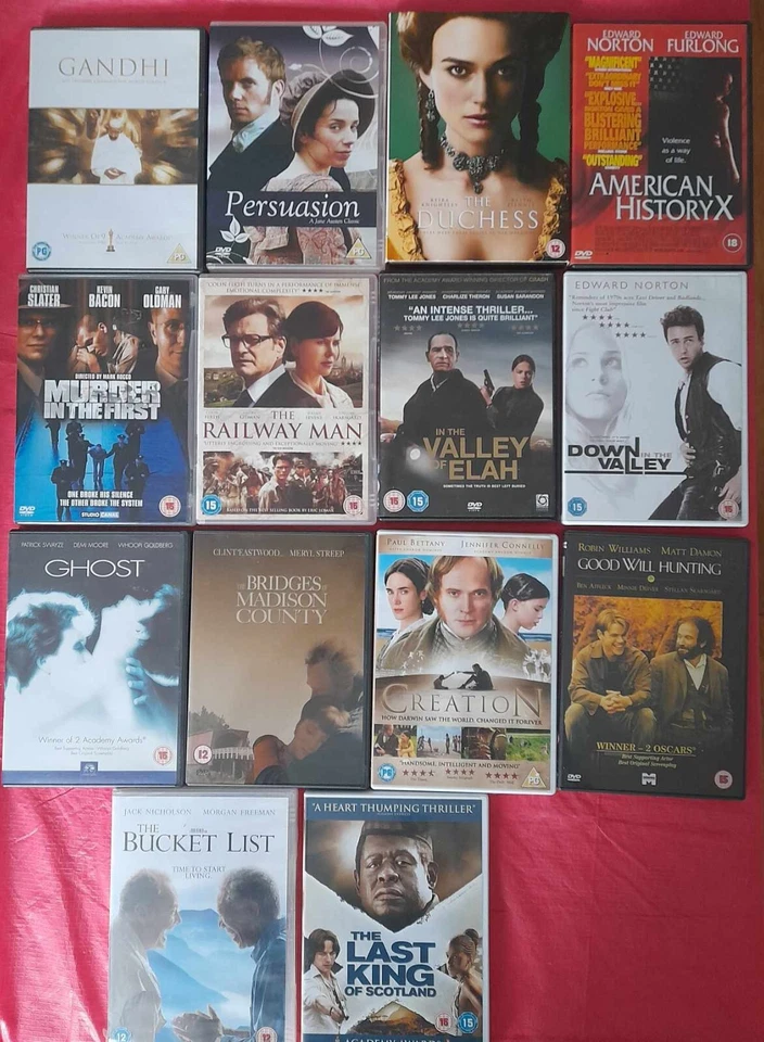 DRAMA DVDs R2 Lot -American History X, Ghost. Gandhi, Railway Man, Creation etc. - Image 1 of 1