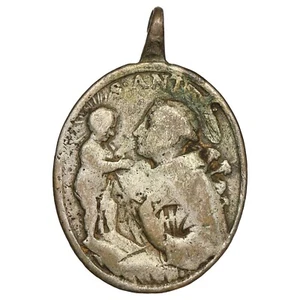 Vatican médaille religieuse St Antoine de Padoue Carmel XVIIIème bronze argenté - Imagen 1 de 2
