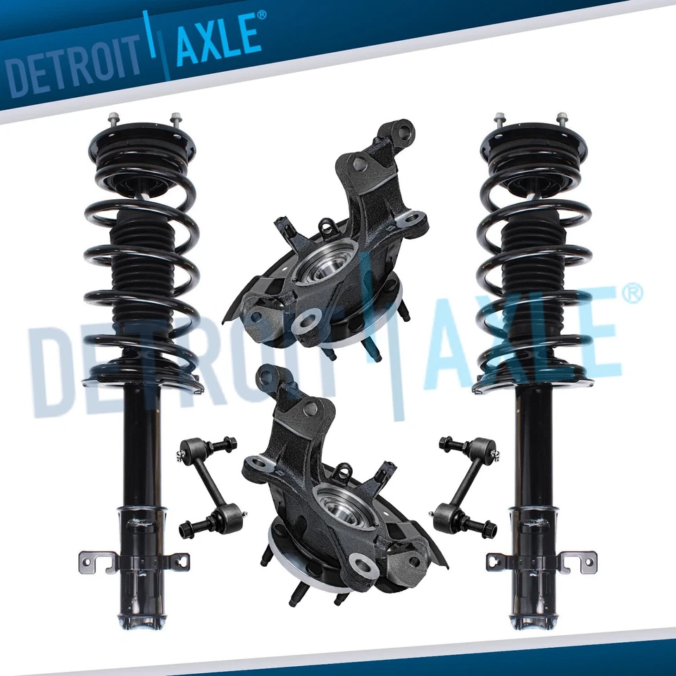 6pc Front Knuckles Wheel Hubs Struts Spring Sway Bars for 2007 - 2010 Ford Edge - Image 1 of 4