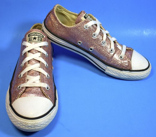 Sneakers basse Converse All Star oro rosa rosa glitter per ragazze taglia 3 ~ belle!