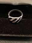 Ladies Sterling Silver Ring - Black & Crystals