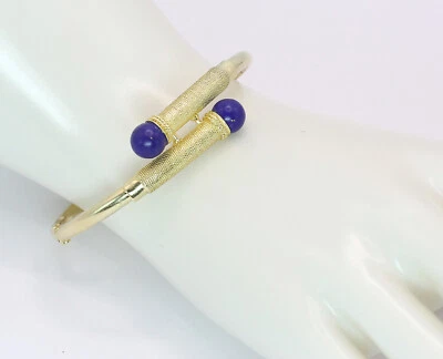 ♦♦ Armreif in 14 kt 14k 585 er Gelb Gold mit Lapislazuli Lapis Armband Armspange - Bild 1 von 4