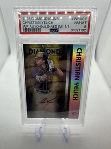 Christian Yelich 2023 Topps Diamond Icons Red Ink Auto #1/1 PSA 8 - Picture 1 of 2