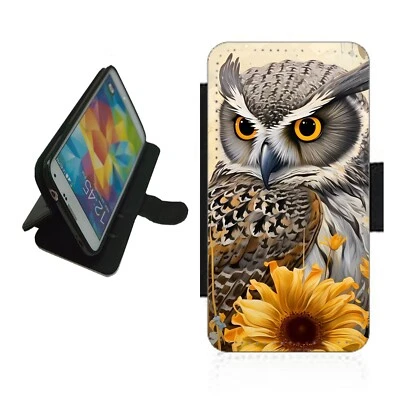 Owl design Phone Case Wallet flip cover novelty bird OWL2 - Image 1 of 4