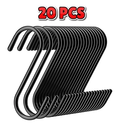 20Pcs Black S Hooks, 4.3in Heavy Duty S Hooks for Hanging, Garden, Kitchen Use - Image 1 of 4